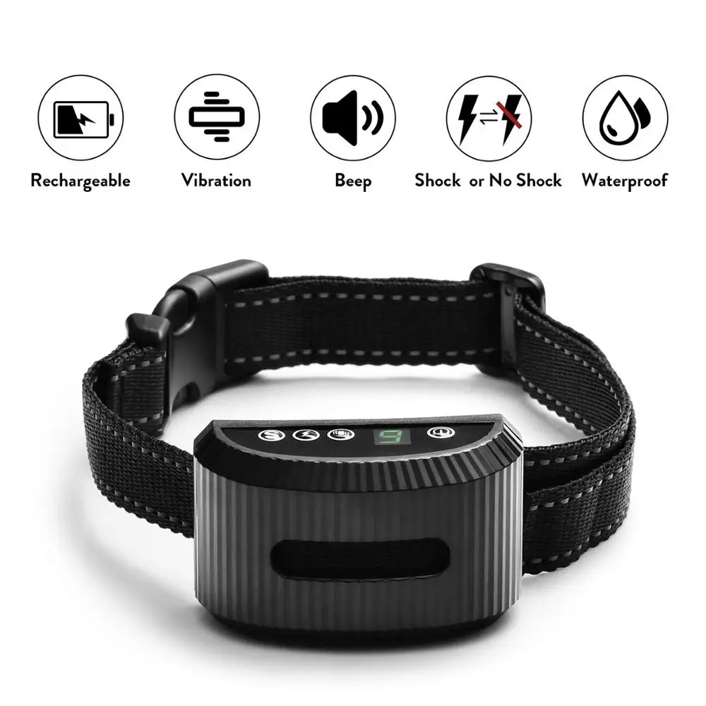 Dog Bark Collar Rechargeable Bark Terminator Advanced Bark Control Shock Vibra Dog Training Anti Bark Collar Pet Auto bark stop