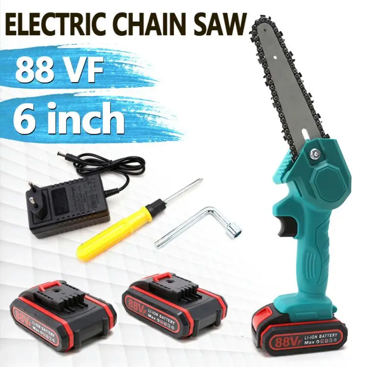 1200W 6 Inch  Mini Electric Saw Chainsaw 48V for Fruit Tree Woodworking Garden Tools with 1/2 Batterys Hand Held Wood Cutters