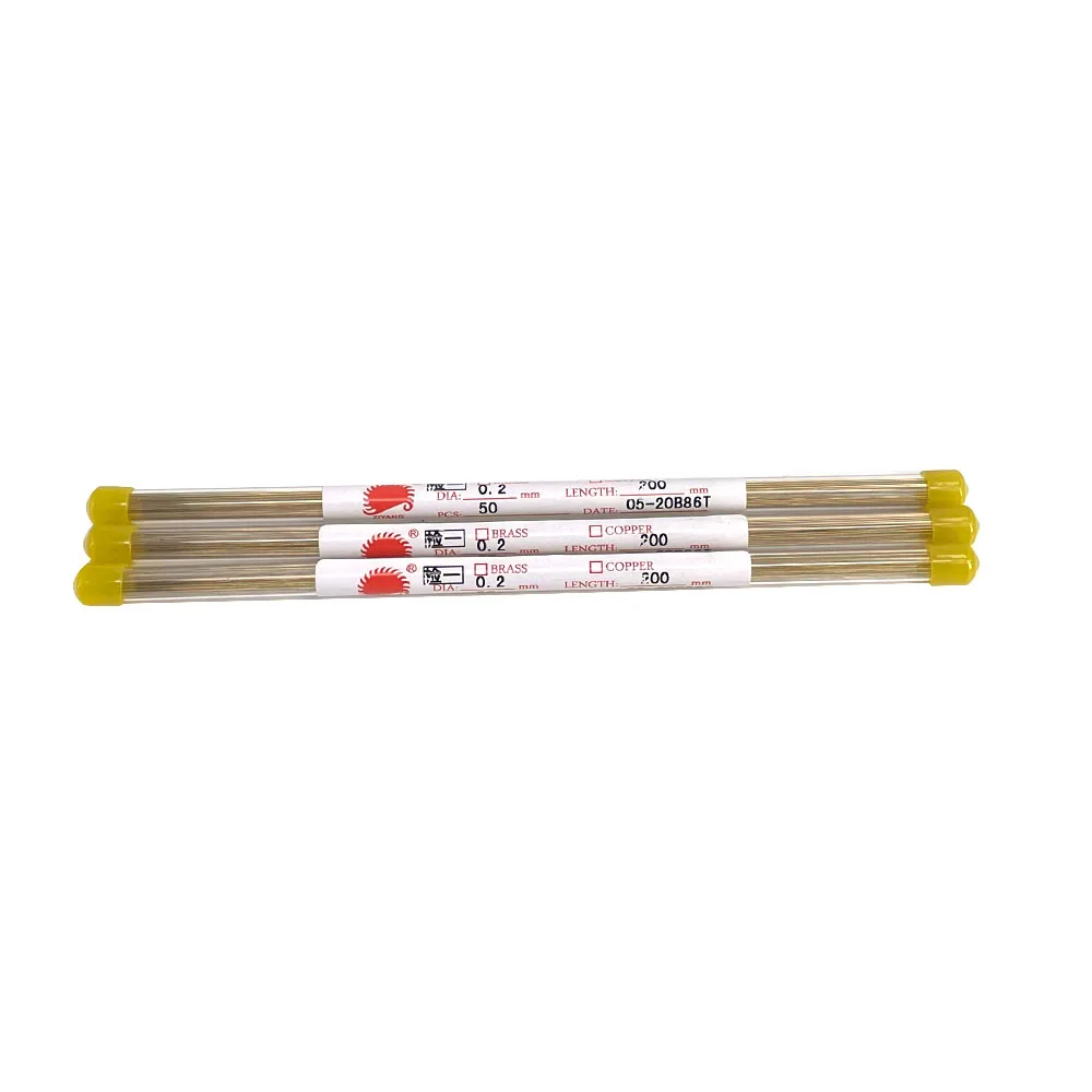 Tubo de electrodo de perforación de latón EDM OD0.2 * 200mm, orificio único de cobre, 50 piezas, troquel para máquina de perforación EDM