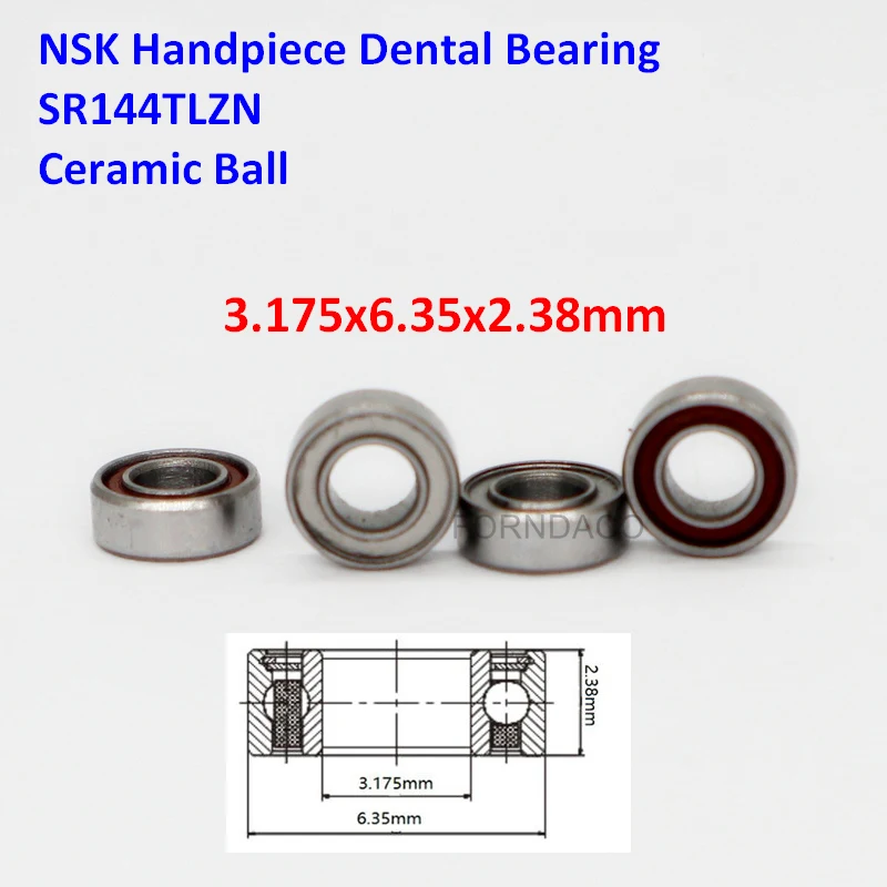 

10pcs Dental Bearings High Speed Handpiece Turbine Ceramic Ball RUCA SR144TLZN 3.175x6.35x2.38mm