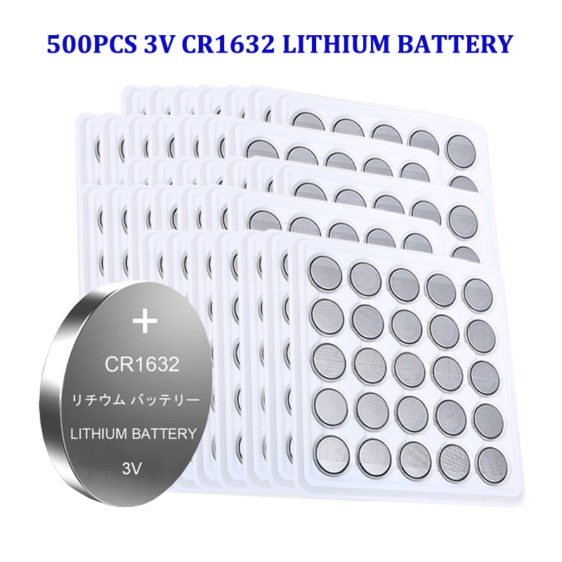 

500pcs Cr1632 CR 1632 3v Button Battery Car Toy Lithium Li Ion Battery BR1632 ECR1632 DL1632 KCR1632 For Computer Watch Clock