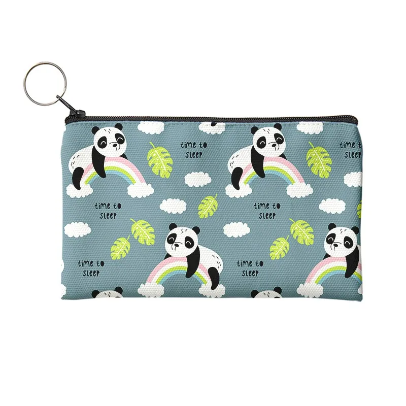 New Unisex Funny Cute Panda Eating Bamboo Cartoon Coin Purse Girls Wallet Pouch With A Zipper Small Bag For Gifts Cosmetic Bag