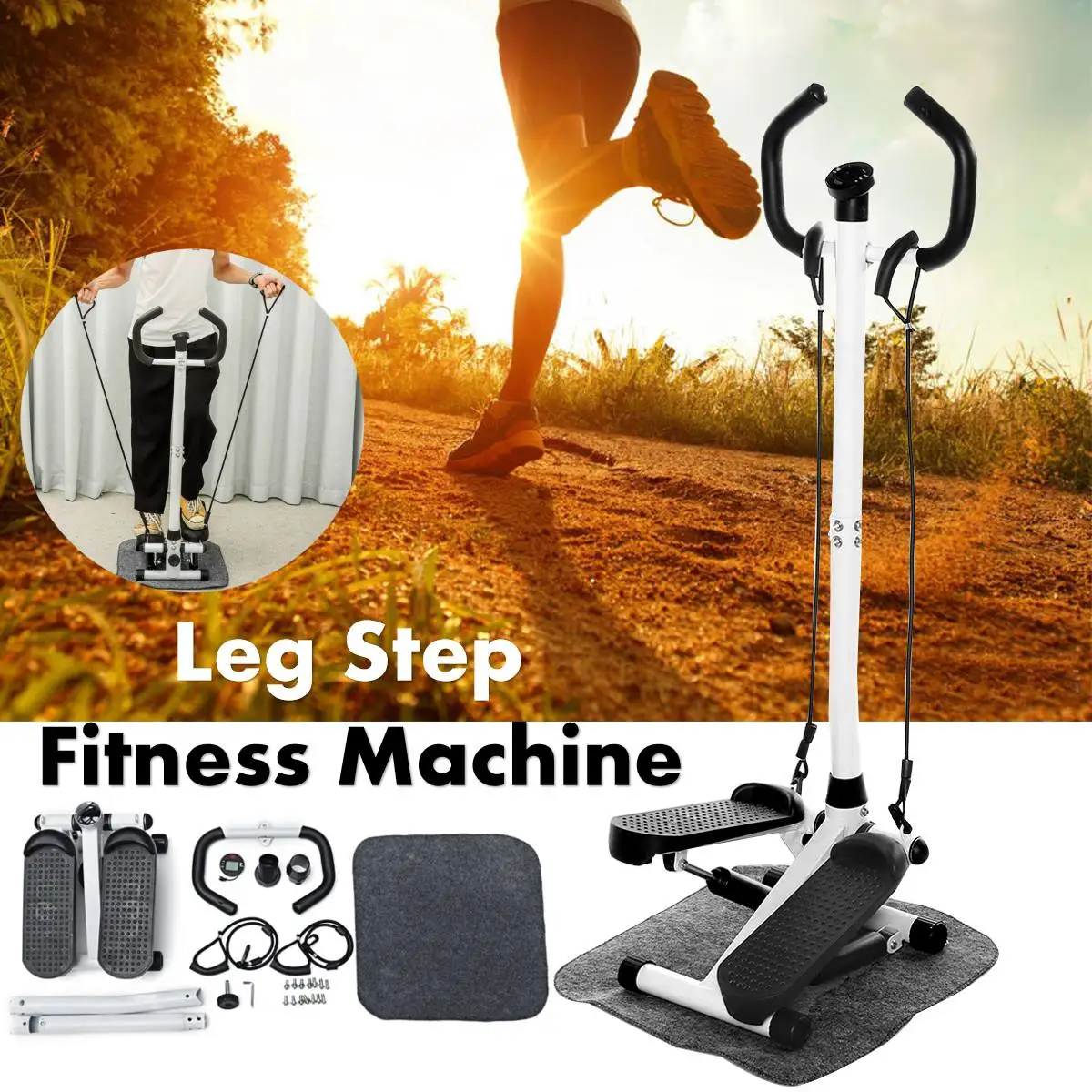 Mini Lose Weight Multi-functional Pedal Fitness Equipment Steppers Quiet Hydraulic Treadmill With Handle Bar And LCD Monitor