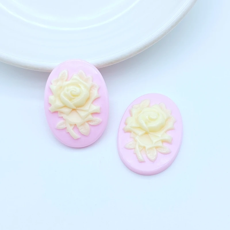 10/20Pcs Resin Lovely Mixed Oval Shaped Flower Flatback Cabochon Scrapbook Kawaii DIY Embellishments Accessories L07