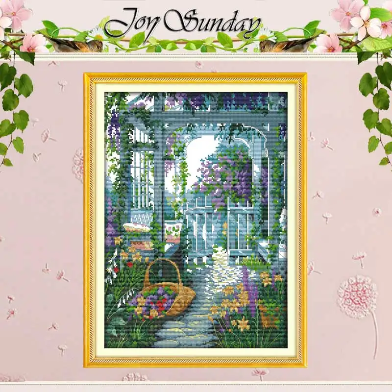 The Garden Gate Patterns Counted Cross Stitch Set 11CT 14CT 16CT Stamped DMC Cross-stitch Kit Embroidery Needlework Home Decor