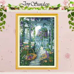 The Garden Gate Patterns Counted Cross Stitch Set 11CT 14CT 16CT Stamped DMC Cross-stitch Kit Embroidery Needlework Home Decor