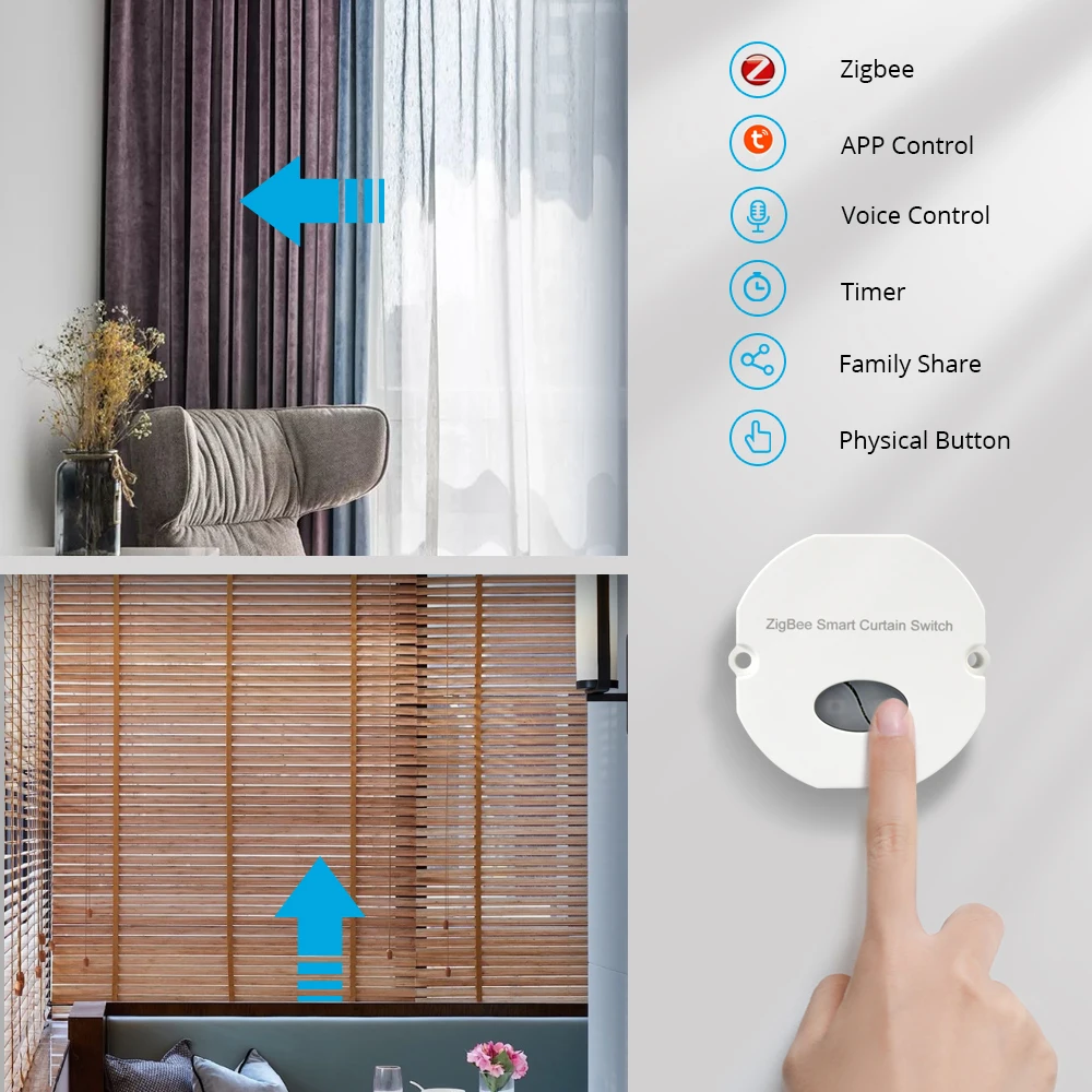 Zemismart Tuya Zigbee Curtain Module Alexa Google Home Control Smart Life APP Control