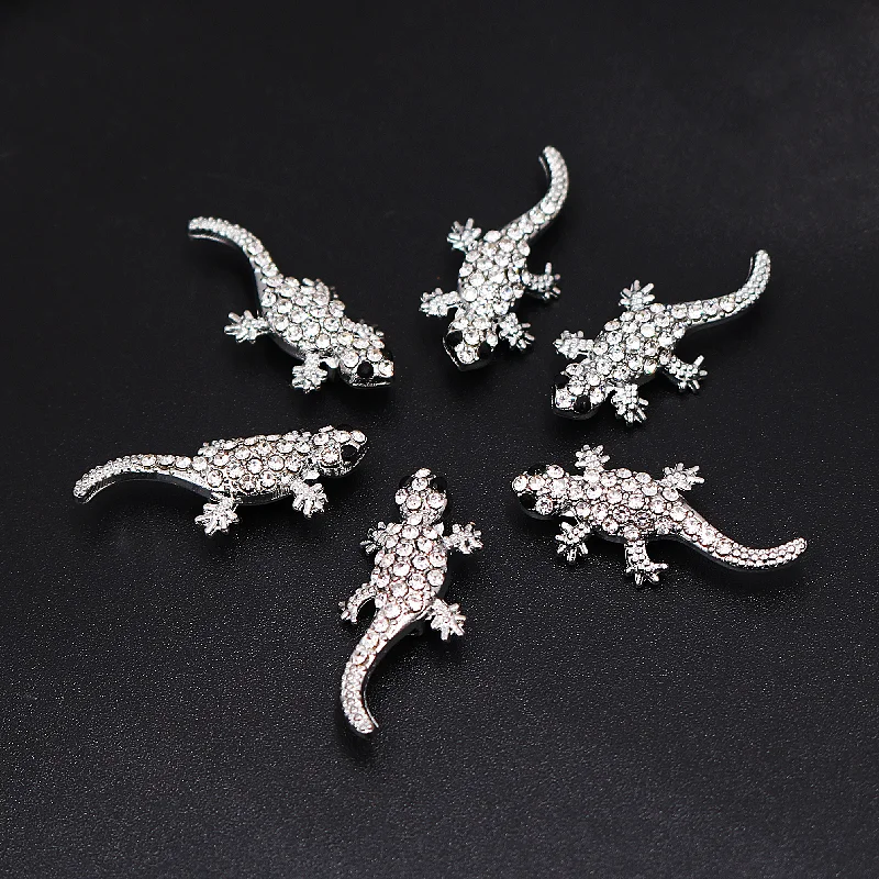 6pcs Silver Plated  Handmade Rhinestone 3D Giant Salamander Pendant DIY Charm Earrings Bracelet Jewelry Crafts Metal Accessories