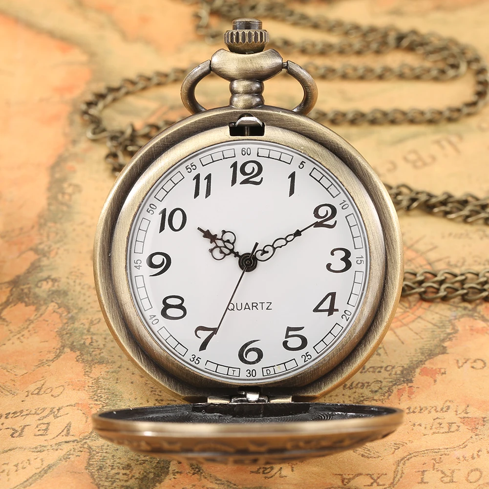 Hollow Stars Design Quartz Pocket Watch Bronze Chain Necklace Pendant Clock Gifts Men Women Antique Collect Timepiece