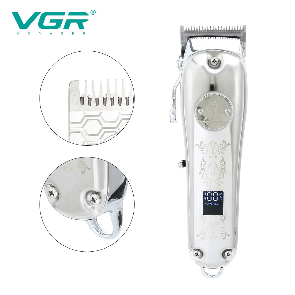 VGR 226 tagliacapelli professionale ricaricabile cura personale Trimmer elettrico in metallo per uomo Salon LCD USB Reduction Barber V-226