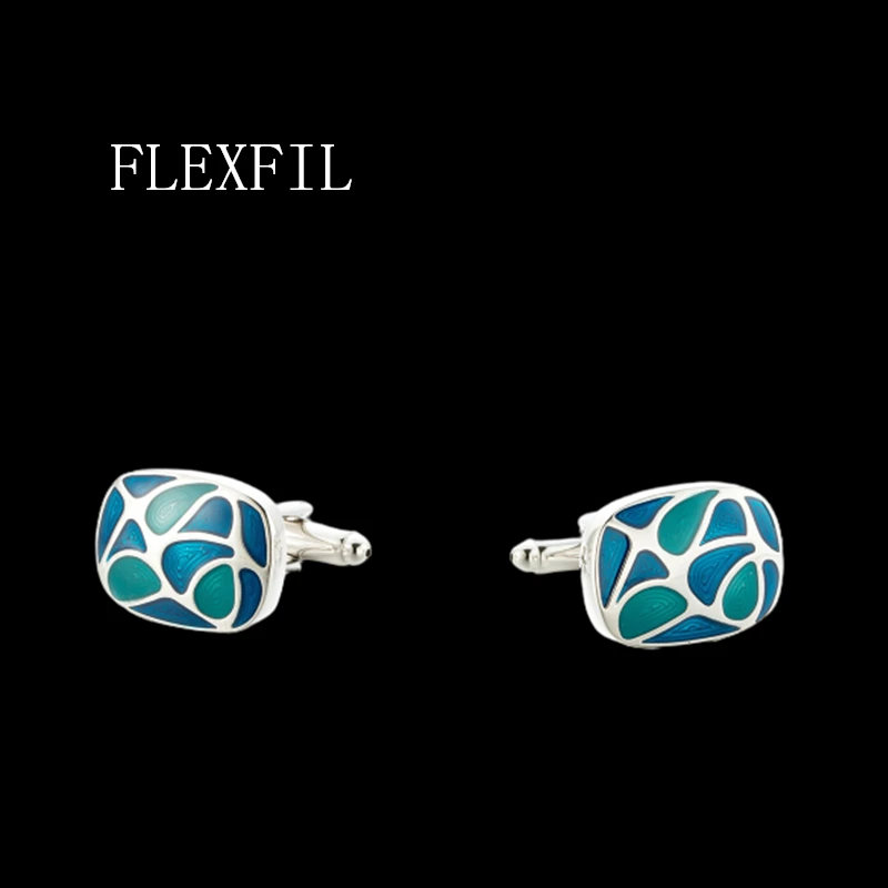 FLEXFIL shirt cufflinks men's Brand cuff buttons cuff links gemelos High Quality Metal enamel wedding abotoaduras Jewelry