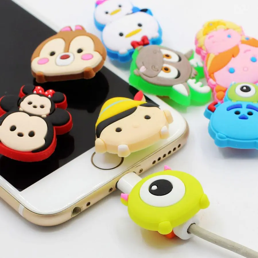 100pcs/lot Disney Protector for iPhone Cable Charger USB Cable Winder for iPhone Android iPad Data Cable Organizer Cord Saver