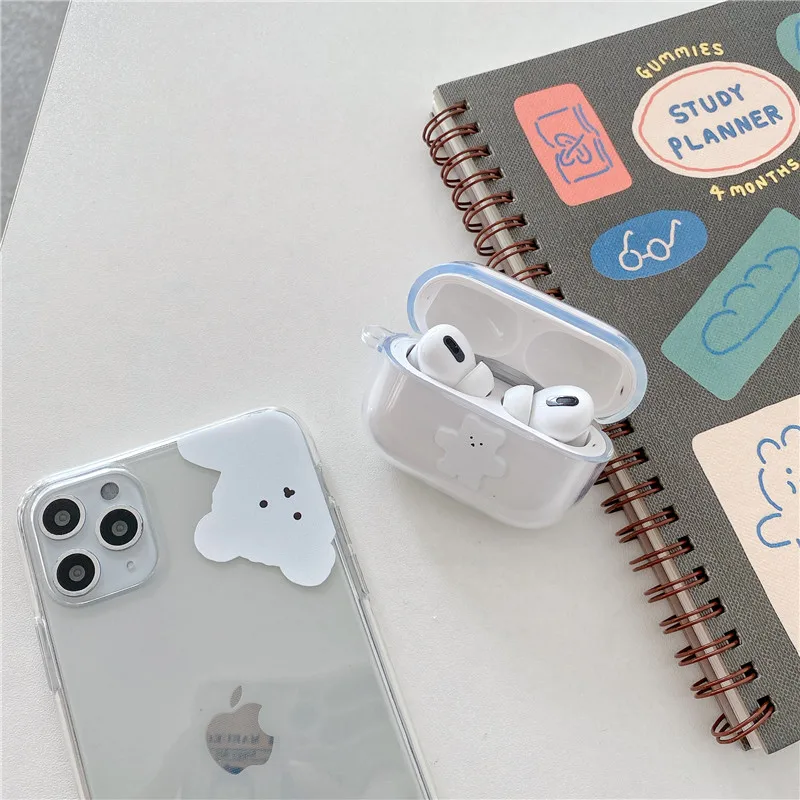 

Wireless Bluetooth Earphone Case For Apple Airpods Cartoon Transparent bear Case For Apple Air pods pro Charging Headphone Box