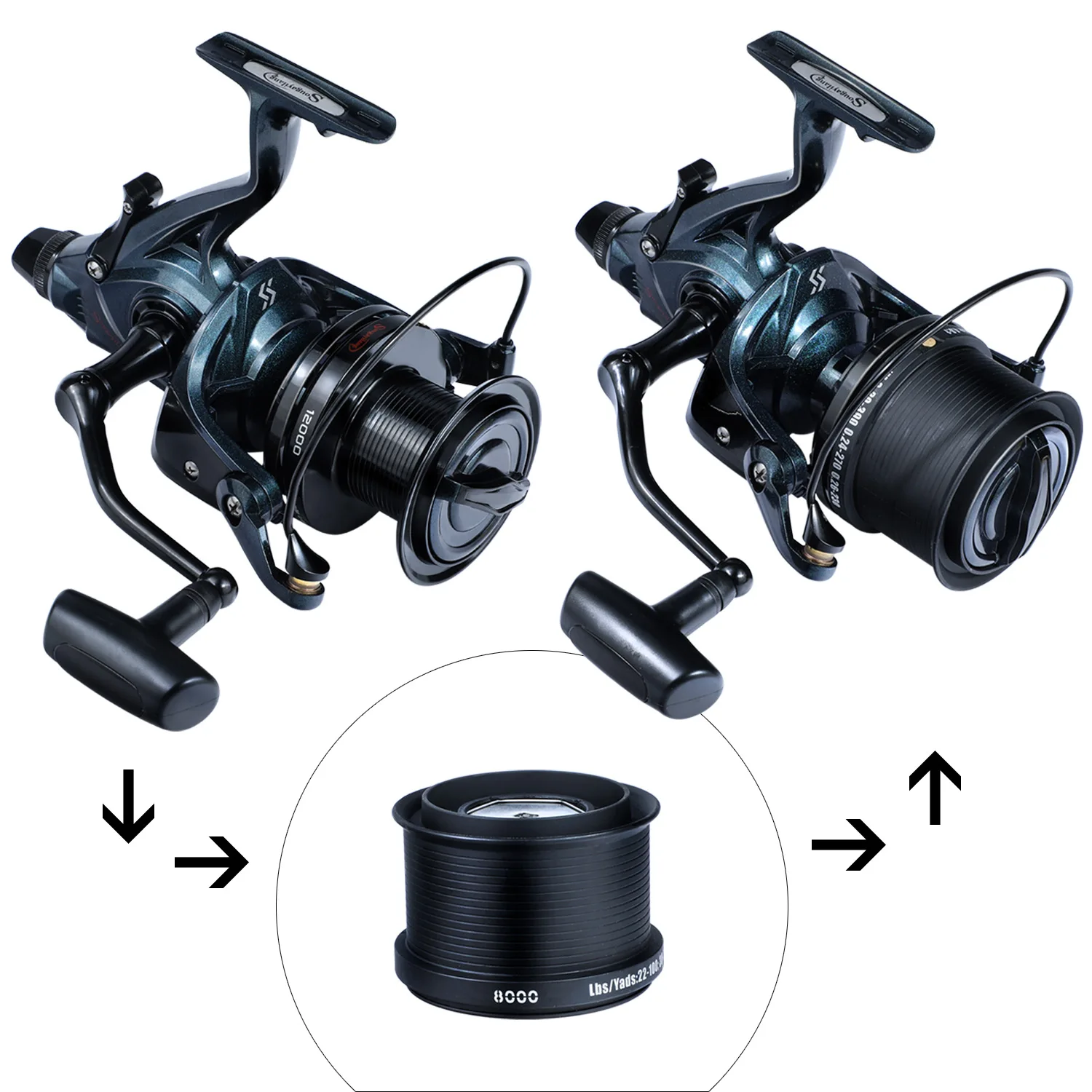 Sougayilang DYD9000-12000 Vollmetall-Spinn-Angelrolle, 13 + 1BB, 25 kg, maximale Zugkraftrolle für Salzwasser-Trolling-Surfangeln – Detail 11