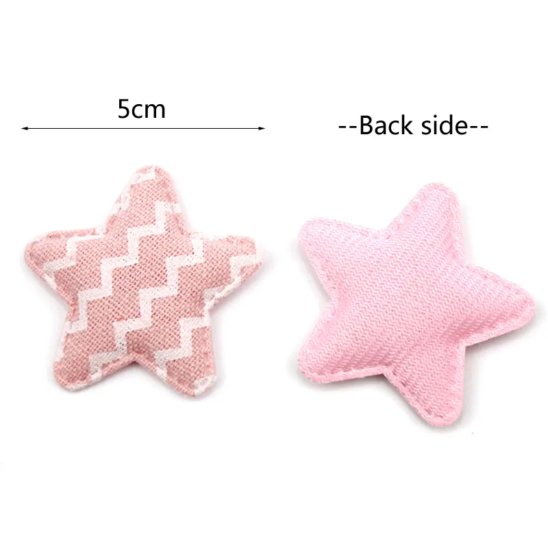 36Pcs Wave Fabric Star/Heart/Crowns Padded Appliques For Baby HairClip Headwear Decor Ornament Clothes Sewing patch  Accessories