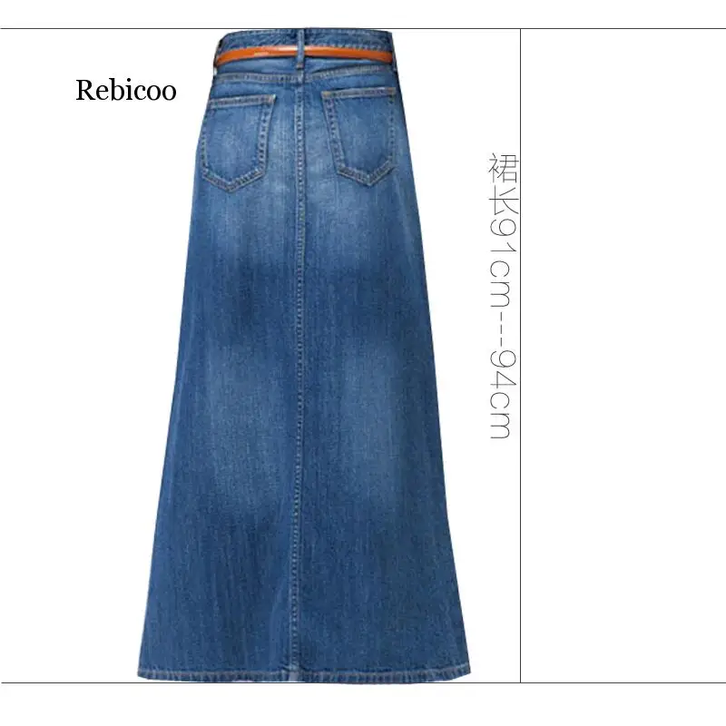 Nieuwe Mode Lange Toevallige Denim Rok Lente A-lijn S-2XL Lange Maxi Rokken Voor Vrouwen Jeans Rokken