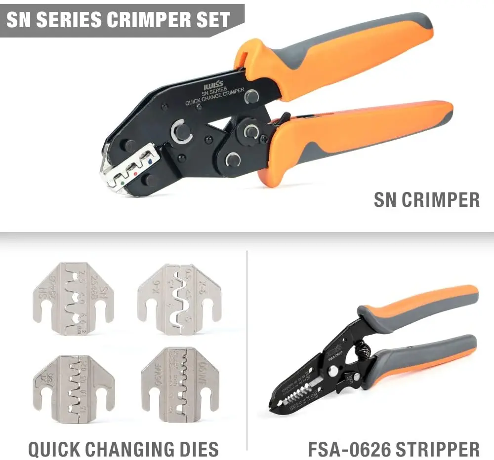 IWISS Crimper Plier Tool Kit for Crimping Open Barrel Terminals,Dupont Connector, End Sleeve Ferrules Automotive Service Kit