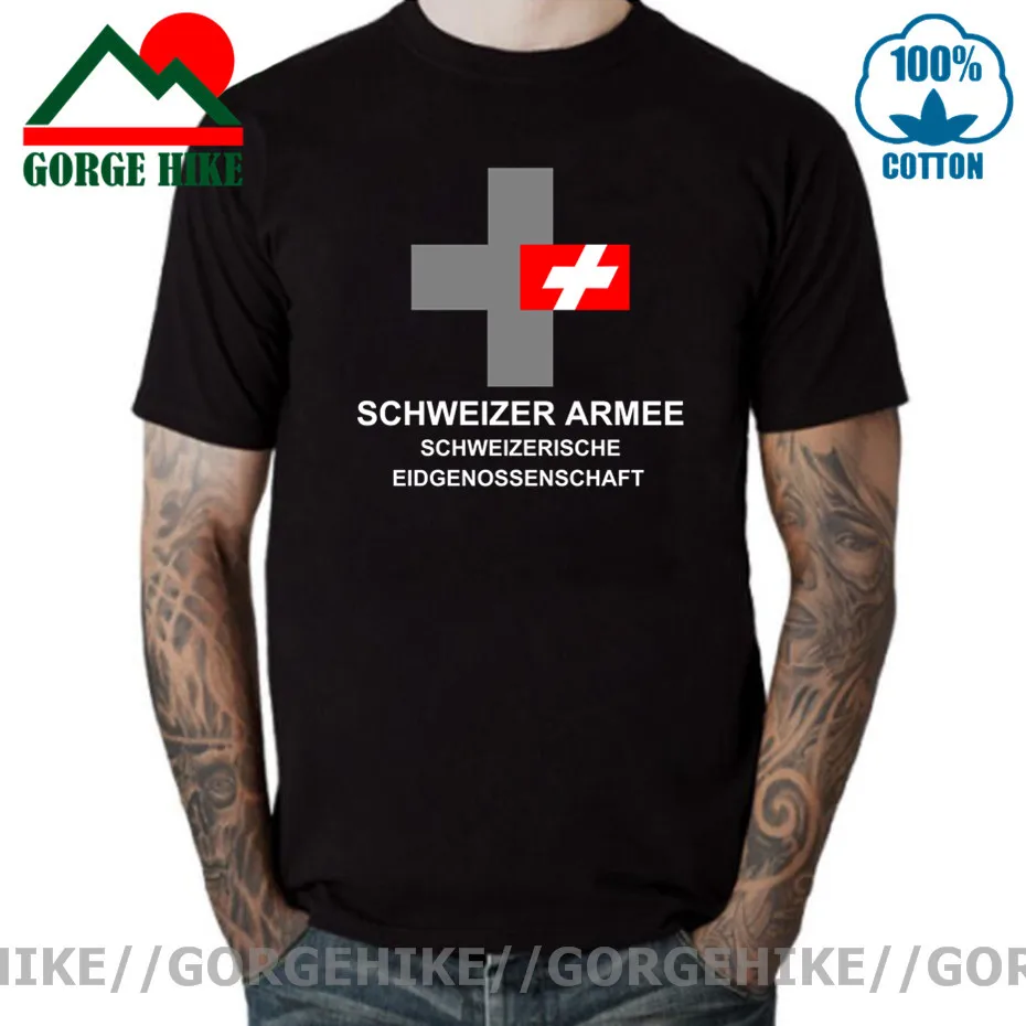 Army Swiss Confederation Switzerland CHE CH Confoederatio Helvetica t shirt new Tops Short sleeve Tactical Military country Tees