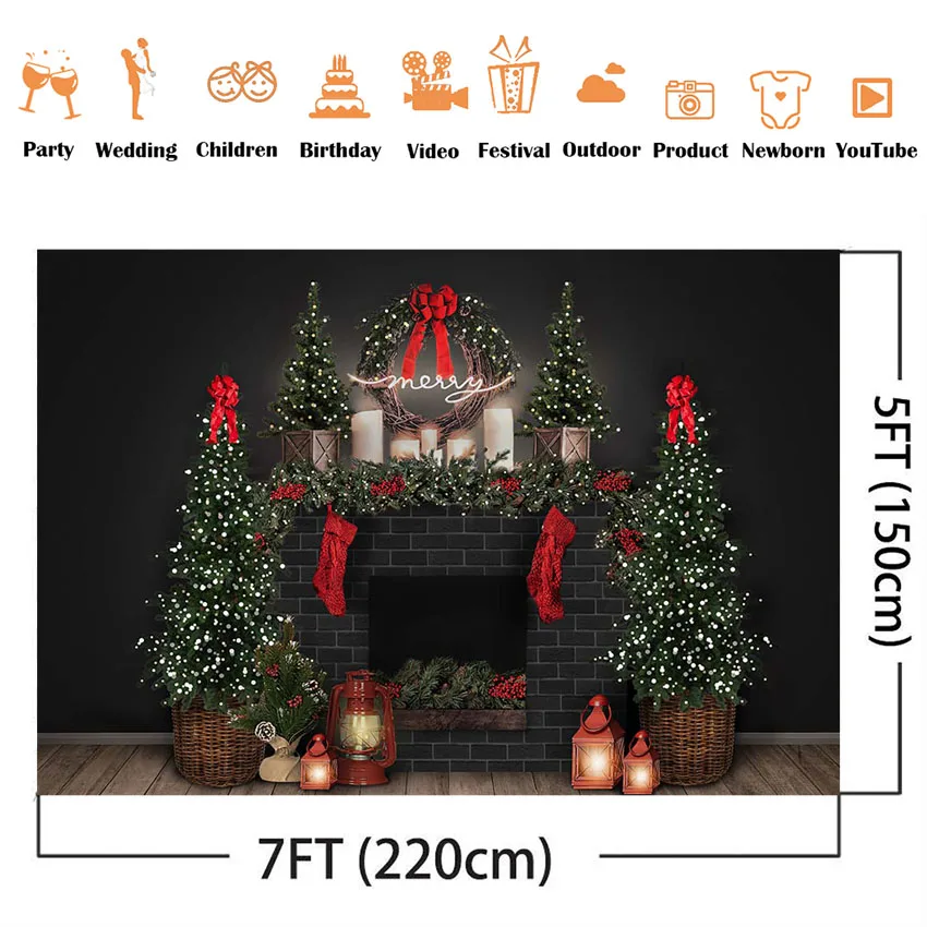 Merry Christmas Winter Photo Background Santa Claus Full Moon Night Backdrop for Photography Studio Christmas Photocall Newborn