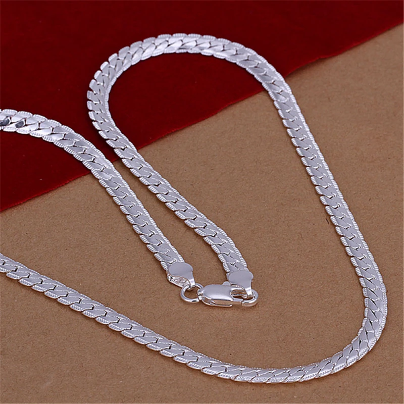 Charmhouse 925 Silver Chain Necklaces For Men 5mm Link Chain Necklace Collier 20inch Fashion Jewelry Accessories Bijoux Gifts