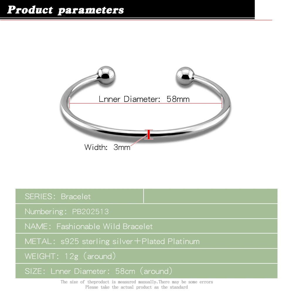 Classic 925 Sterling Silver Bracelets for Women Smooth Surface Simple Charm Bangle Adjustable Women\'s Versatile Fine Jewelry