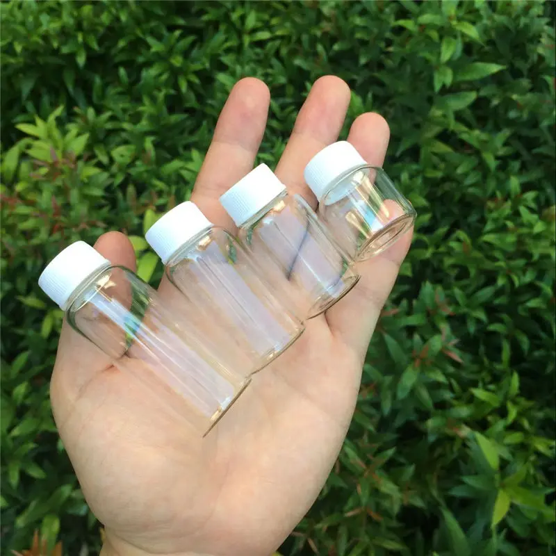 

8ml 15ml 20ml 25ml Hyaline Glass Jars White Plastic Lid Clear Vitreous Bottle Crafts Exhibits Ornament Vials 50Pcs New Product