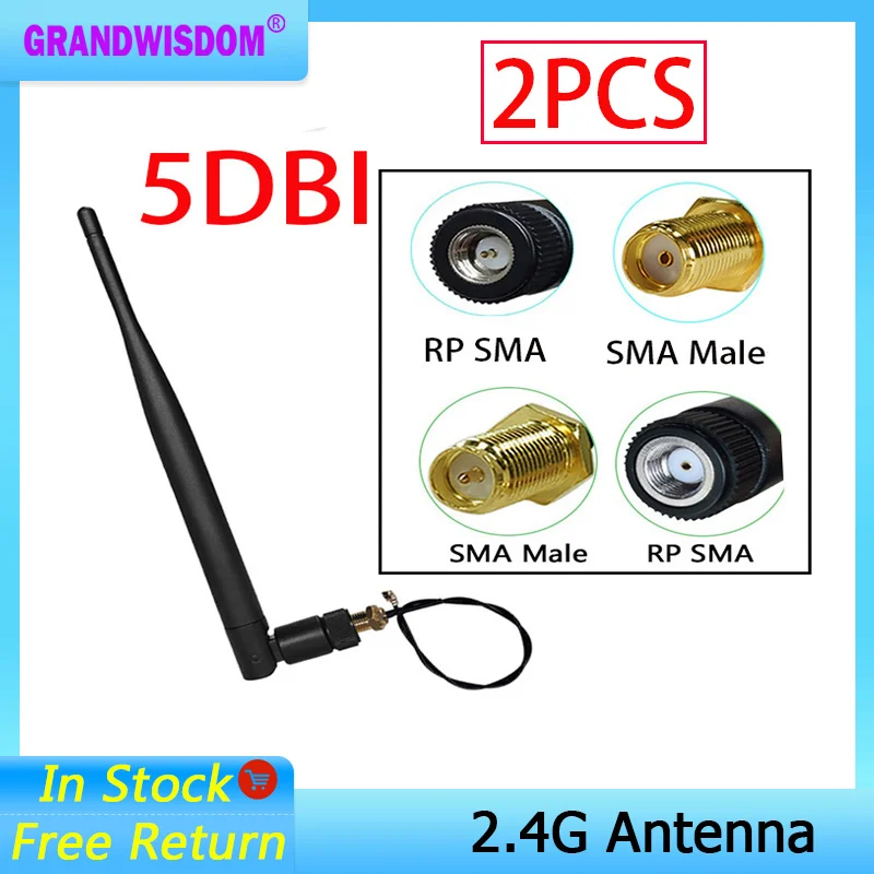 2pcs 2.4 GHz Wifi antenna 5dBi SMA Connector Antena Aerial 2.4ghz antenne wi fi IOT PCI Card USB Wireless Router Wifi Booster