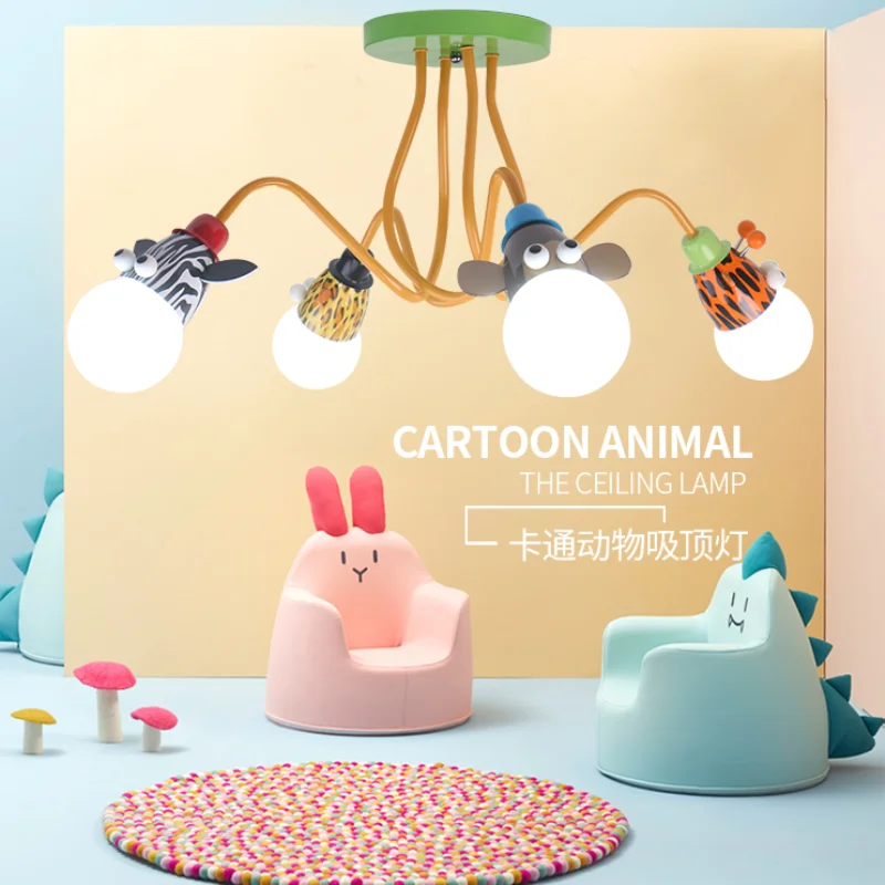 

Modern Cartoon Animal Acrylic Zoo Ceiling Light Fixture for Kindergarten Boy Girl Princess Children's Bedroom Living Room