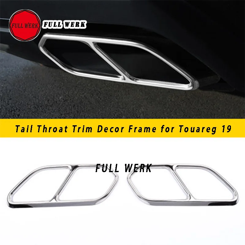 SS Car Styling Tail Throat Trim Decor Frame Decoration for VW Volkswagen Touareg 19 20 21 22 23 Exhaust Pipe Cover Sticker Acces