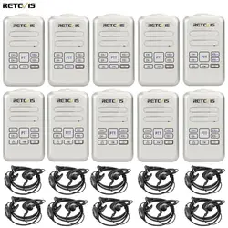 Retevis RT20 Walkie Talkie Mini Two Way 10pcs Radio 2W UHF VOX FM Radio Type-C USB Restaurant/Hotel Walkie-Talkies with Headset