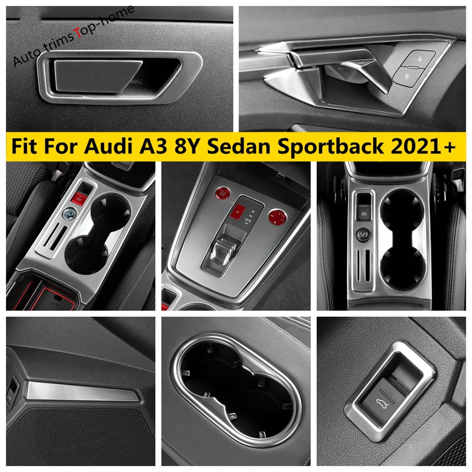 

Glove Box Water Cup Holder Door Handle Bowl Window Lift Button Cover For Audi A3 8Y Sedan Sportback 2021 - 2024 Car Accessories