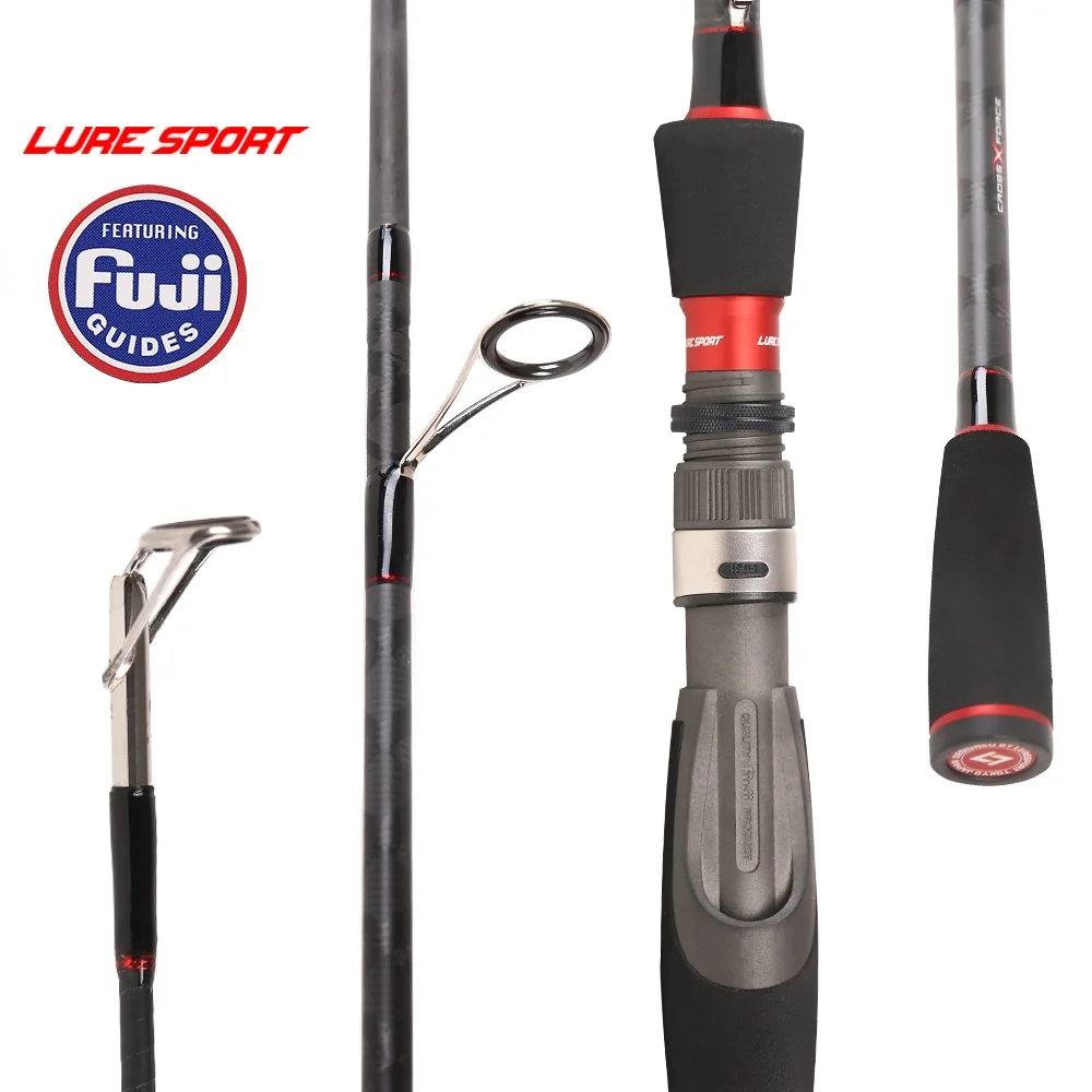 LureSport Travel Fsihing Rod 2.1m/2.4m FUJI Guide Reel Seat X-Cross Carbon Spin Cast Lure Fishing Rod