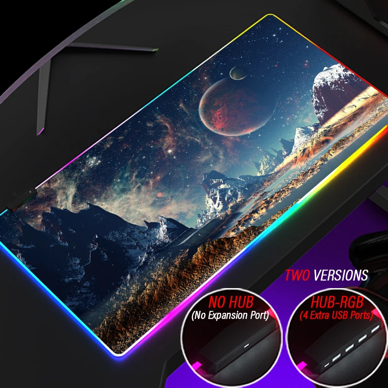 

RGB Universe Nebula Mouse Pad Custom HUB Gaming Mousepad Galaxy 4 Port USB PC Accessories Carpet With Extreme-Color LED Backlit