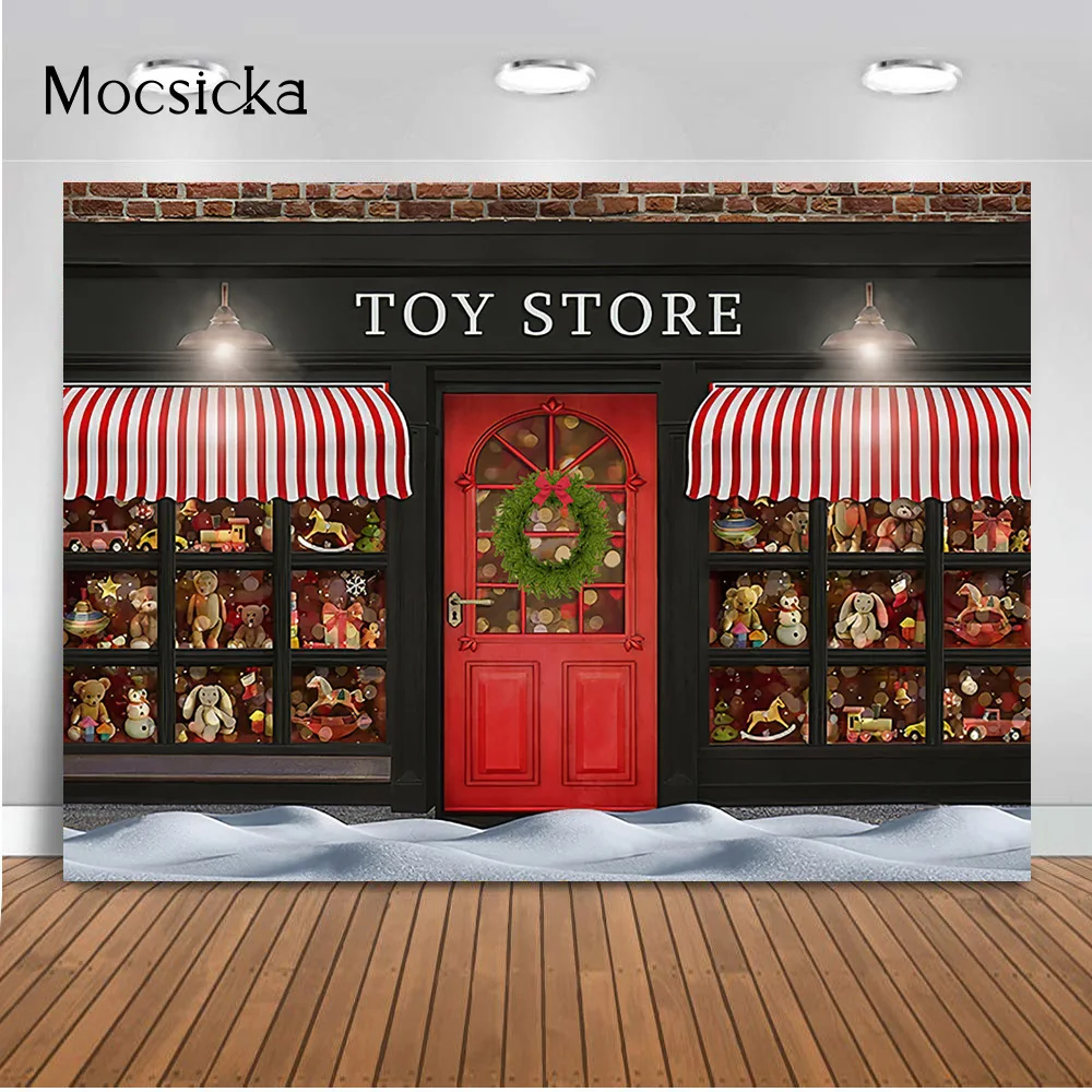 Christmas shop store backdrop for photography studio Toy store X-mas Decoration Retro store Kids Portrait Photo Shoot Photocall