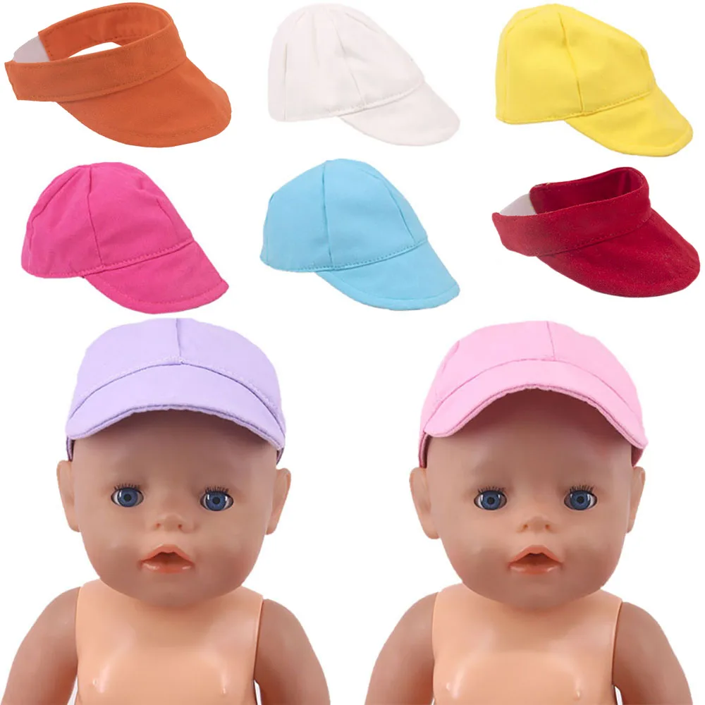 Tek renk beyzbol şapkası güneş şapkası oyuncak bebek giysileri aksesuarları için 18 inç amerikan oyuncak bebek & 43 Cm doğan bebek bebekler, nesil,