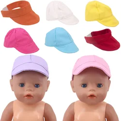 Boné de beisebol de cor sólida, Chapéu de sol, Boneca Roupas Acessórios, 18 Polegadas Boneca Americana, 43 cm Born Baby Generation,Kids Gifts