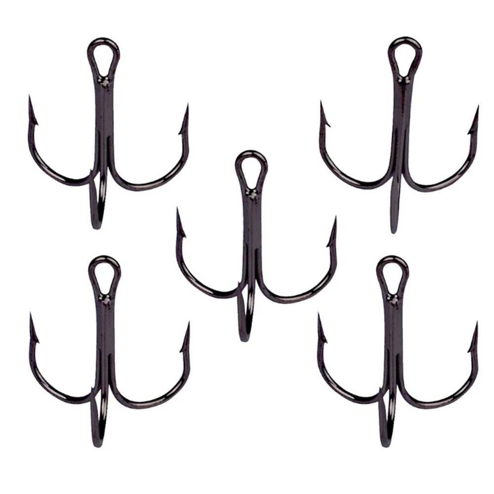 20pcs/lot Sharp Black Fishing Hooks High Carbon Steel Overturned Treble Hook Tackle Round Bent Saltwater Bass Carp Fishing