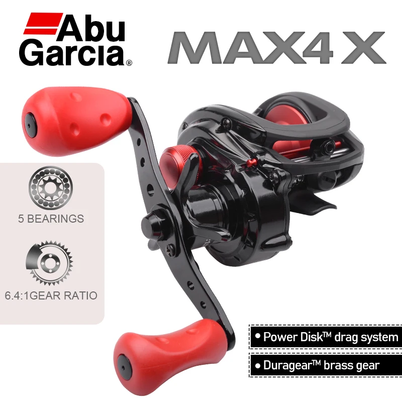 Abu Garcia-Carretes de pesca Baitcasting maxx4x, 5BB, ratio de engranaje 6,4: 1, arrastre máximo de 6,8 kg, carrete de Metal, carrete de fundición, Ruedas de pesca resistentes al agua carretilha de pesca