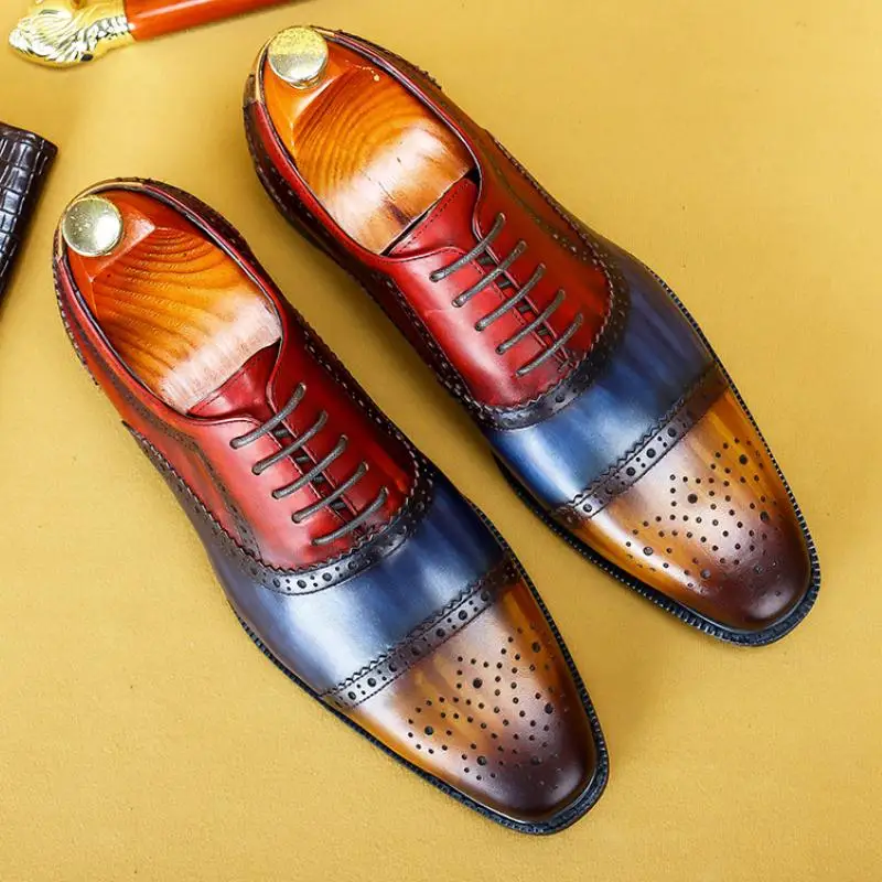 British Trendy Mens Business Dress Shoes Brogue Carving Gentleman Work Shoes Men Daily Leisure Party Shoes Big Yards 45 46