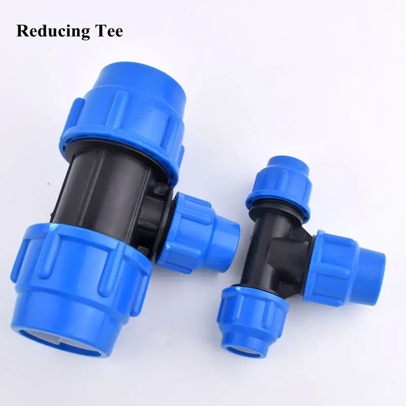 20-63mm PE Reducing Tee Quick Connector 3-Way Joint Garden Watering Irrigation System Water Pipe Joint Fittings Water Splitter