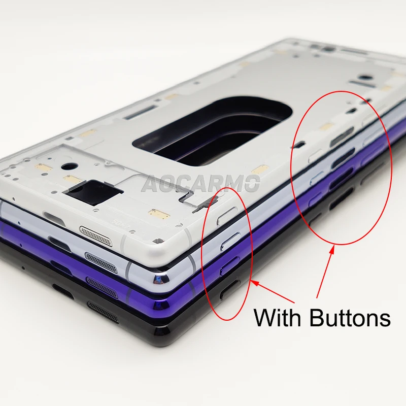 Aocarmo untuk Sony Xperia 1 / J9110 / XZ4 Tengah Bingkai Chassis Logam Bezel Plate Bracket Panel dengan Perekat Stiker