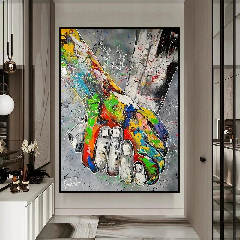 

Graffiti Art Hand With Hand Print On Canvas Painting Poster Modern Pop Wall Art Picture For Living Room Home Decor Frameless