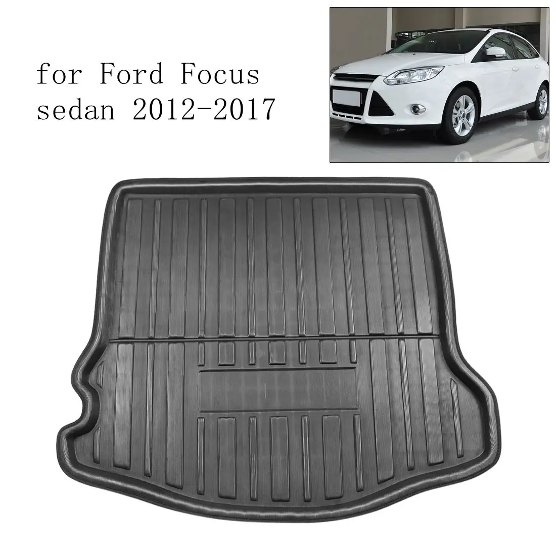 UXCELL Rear Car Trunk Tray Boot Liner Cargo Floor Mat Cover for Ford Fiesta Focus Hatchback 2005-2018 for Ford Focus Sedan 12-17