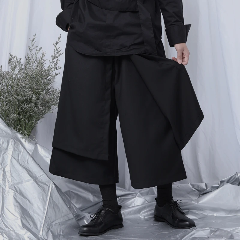 

Niche design style wide-leg pants men's nine-point pants dark trend loose drape wide-leg casual nine-point pants