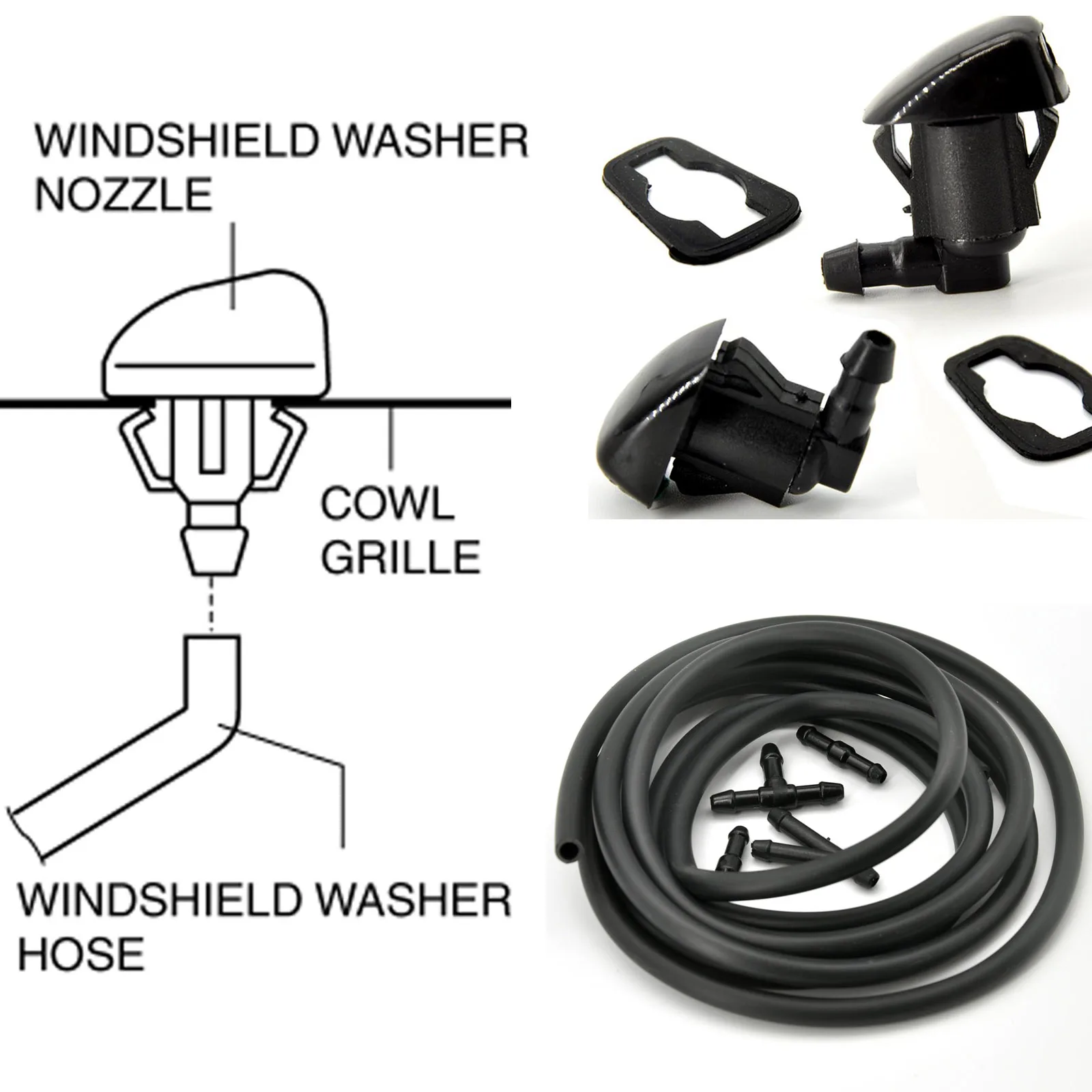 2X Front Windshield Wiper Washer Jet Nozzle Kit for Jeep Grand Cherokee 2005-2016 Chevy Malibu 2005-2013 Pontiac G6 2005-2010