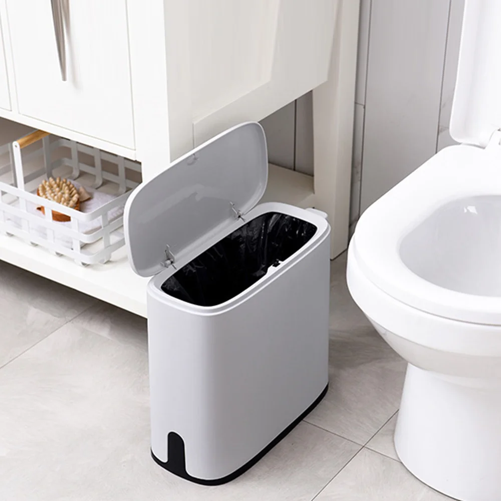 Multifunction 11L Plastic Smart press Trash Can Toilet Waste Bin Dustbin Trash bin Basket Garbage Bucket Brush Bathroom Cleaning