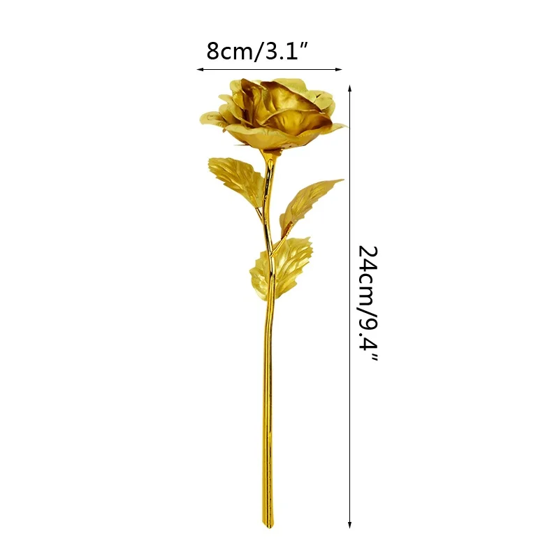 1 Stück Gold Rose Blume Folie Überzogene Kunststoff Künstliche Rosen Valentinstag Geschenk Schönheit Goldene Blumen für Zuhause Hochzeit Dekoration – Detail 4