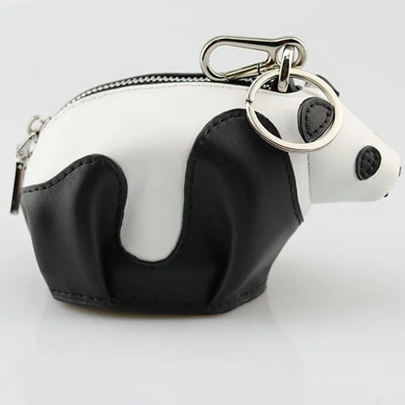 Genuine Leather Handmade Panda Charme Coin Purse Customize Animal Cute Girl's Mini Crafted Shaped Bag Pendant Monogram