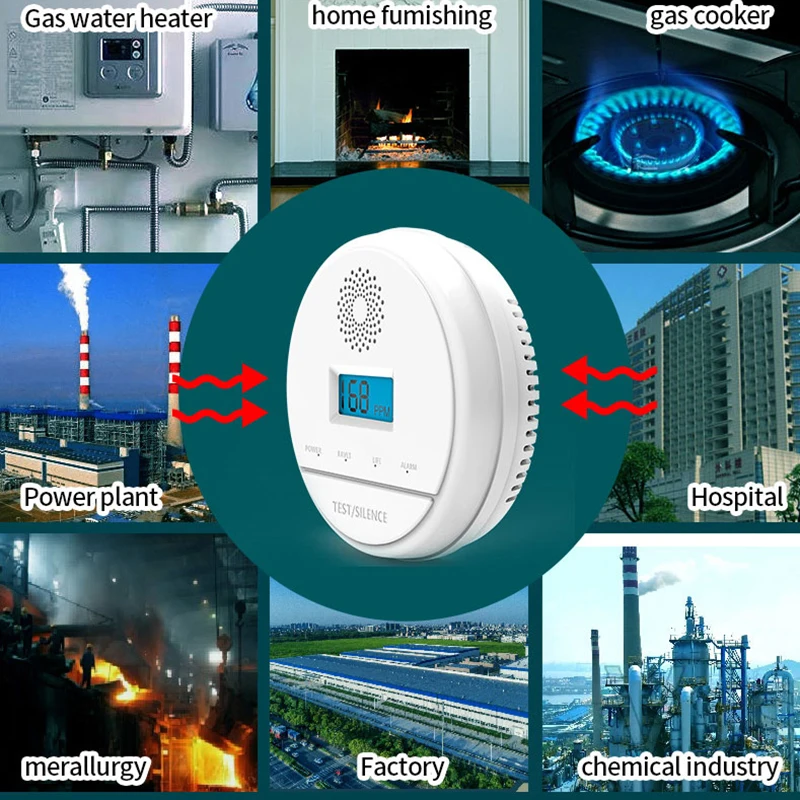 EARYKONG Wireless Carbon Monoxide Poisoning Warning Alarm Detector, Construído em 85dB Sirene, CO, 433MHz, LCD, Trabalhando