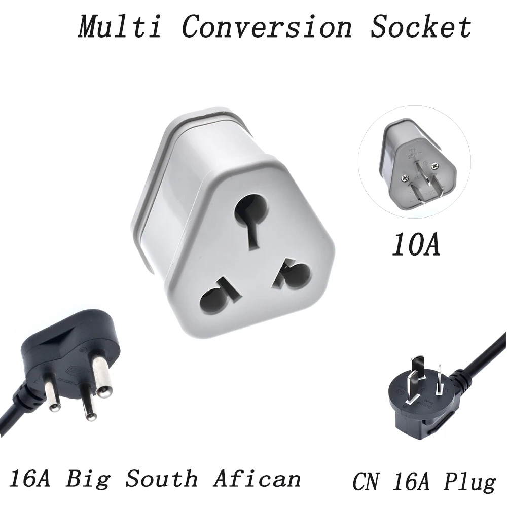 Power Adapter plug 10A to 16A converter 16A air conditioner high power large South African socket conversion head